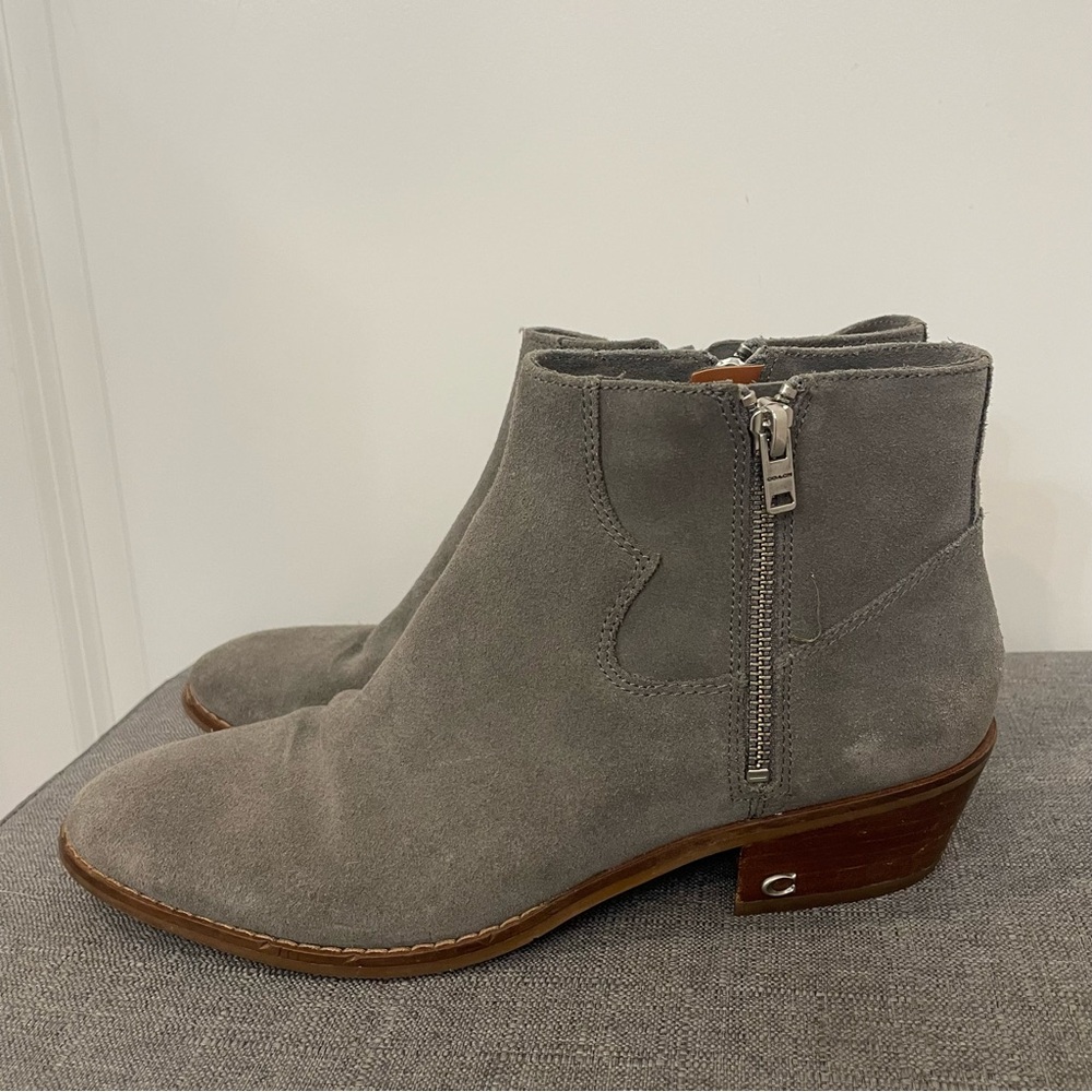 COACH Dani Suede Ankle Boot Western Style - Gray Size 8.5 - Picture 5 of 13